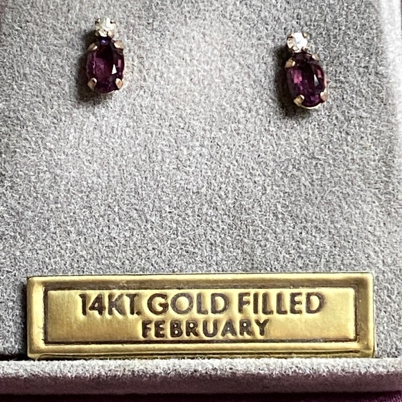 Tru-Kay I February Birthstone Earrings I 14KT GF - Picture 5 of 13